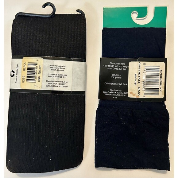 Lot Of 2 Pair of Trouser Socks New Women’s Black And Navy - Picture 2 of 8